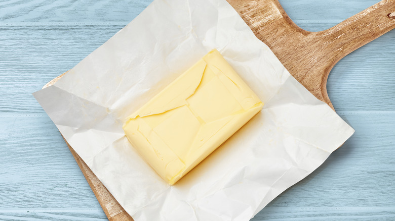 Butter on top of butter wrapper