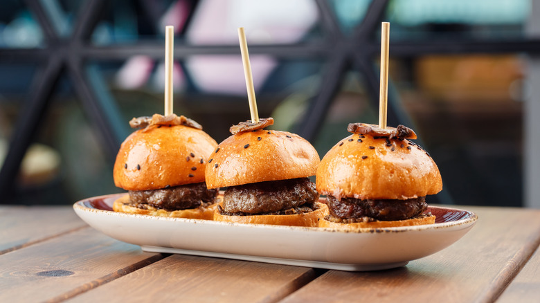 three beef sliders