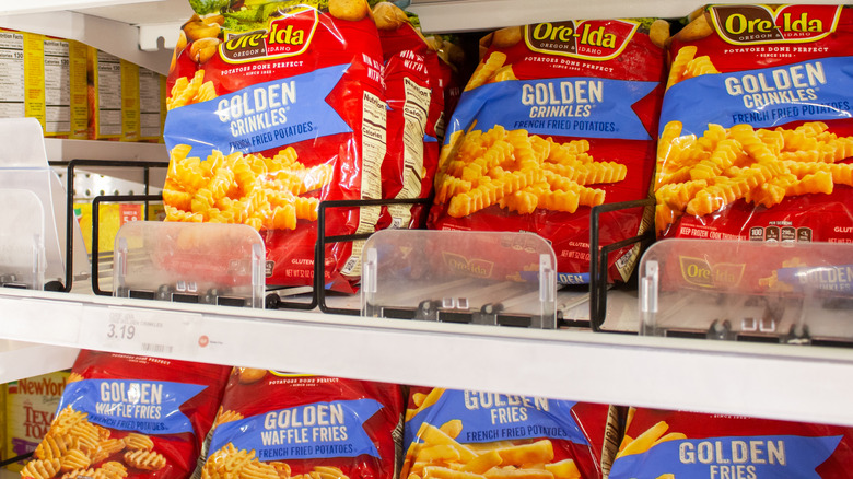Ore-Ida fries in the freezer at the grocery store