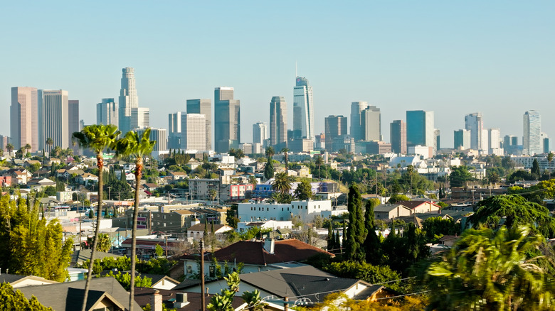 A skyline of los angeles