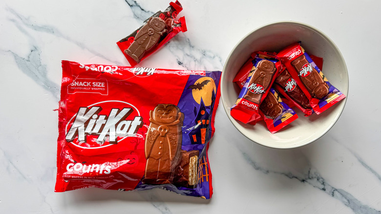 KitKat Counts on marble surface