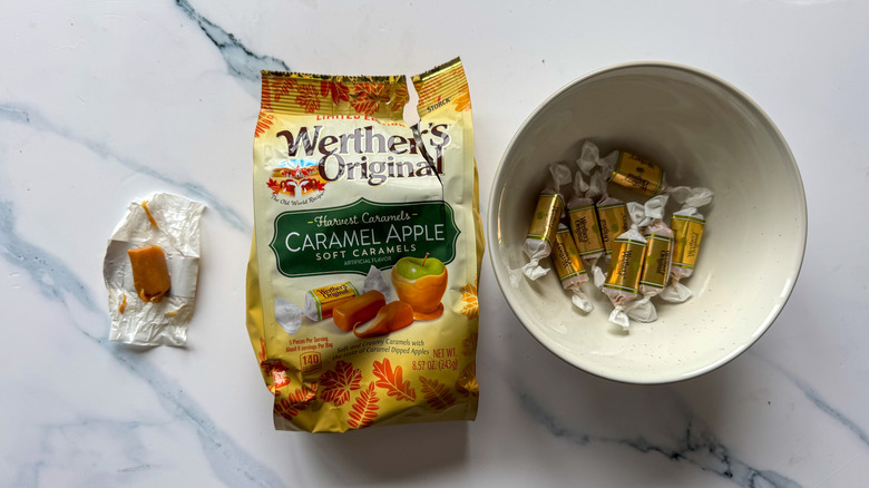 Werther's original caramels on marble surface