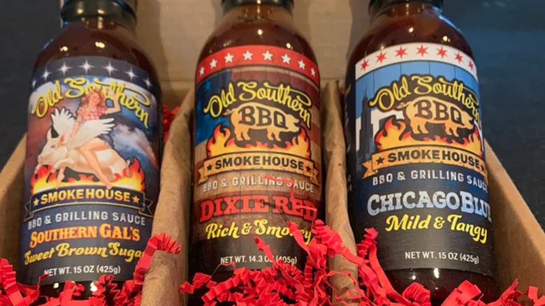 Gift box of three Old Southern BBQ sauces
