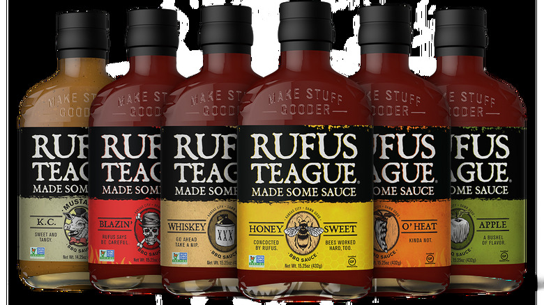 Six bottles of Rufus Teague BBQ sauce
