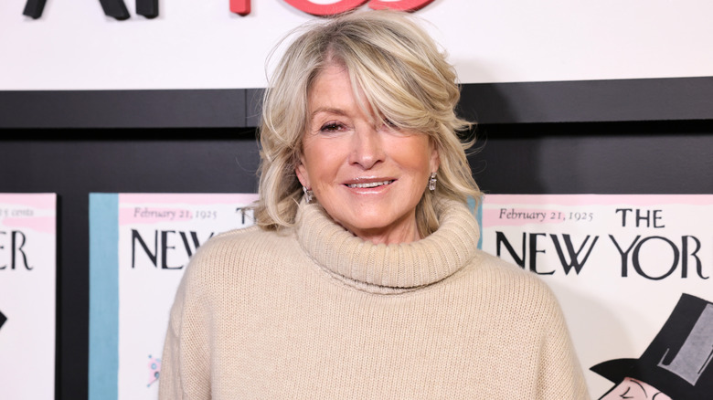 Celebrity chef Martha Stewart appears at red carpet event.