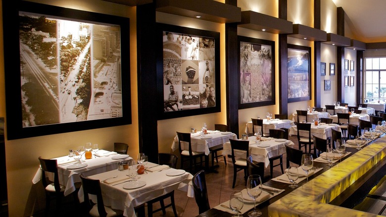 Tables inside M Grill