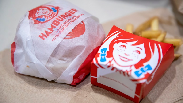 Wendy's wrapped hamburger and fries
