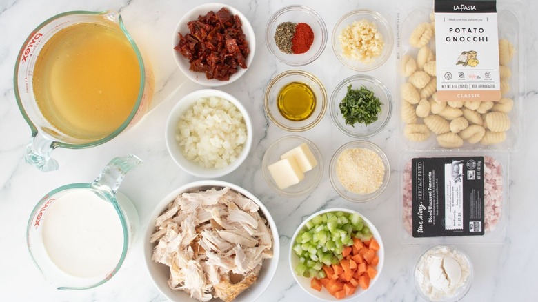 Ingredients for chicken gnocchi soup