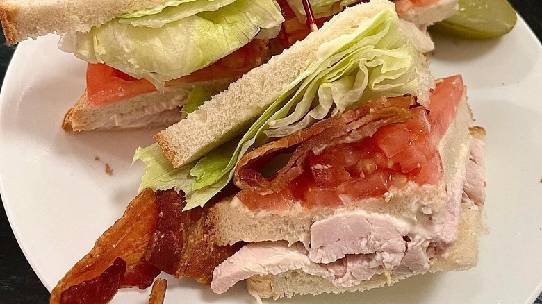 A club sandwich on a plate at S&P Lunch
