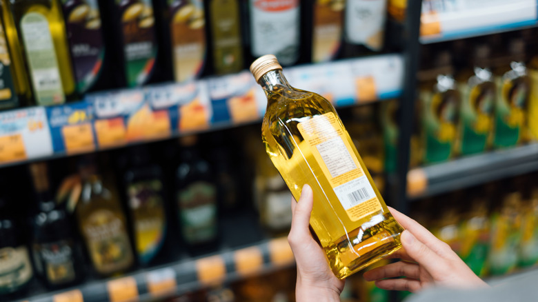 Shopping for oils at the store