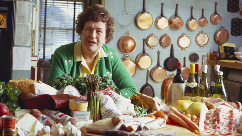 Julia Child in her iconic kitchen.