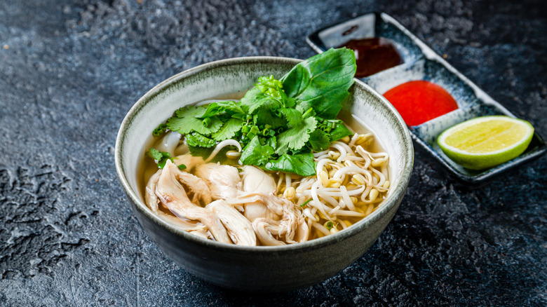 Bowl of pho with chicken