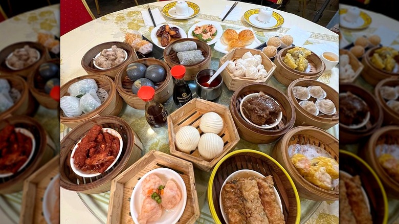 Table of dim sum offerings at Ten Ten