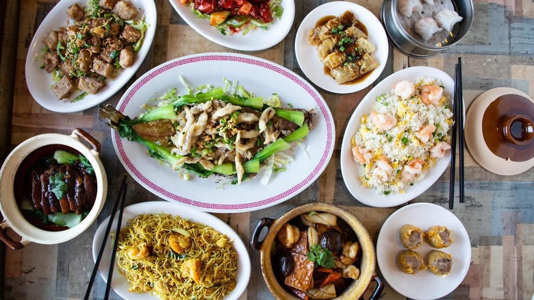 Table full of different Chinese dishes from ABC Cafe
