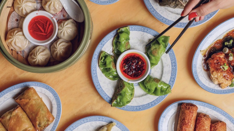 Table of dim sum offerings from Miss Shirley's