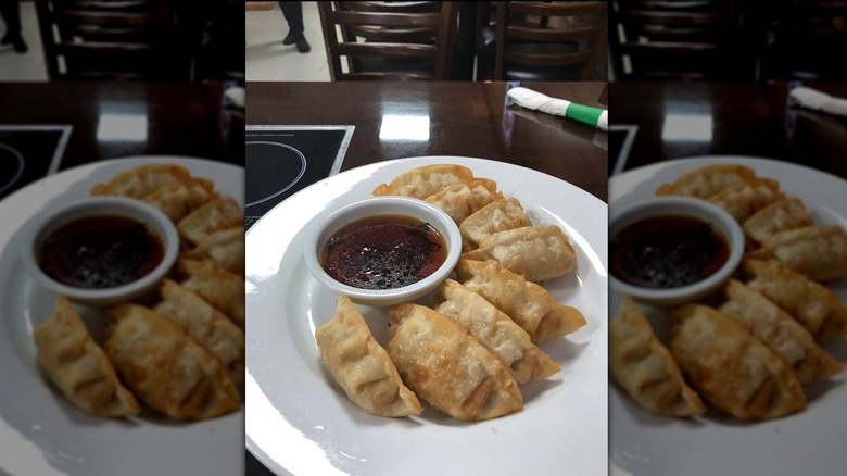 Plate of Pan Fried Dumplings from Asian Foods Market and Restaurant
