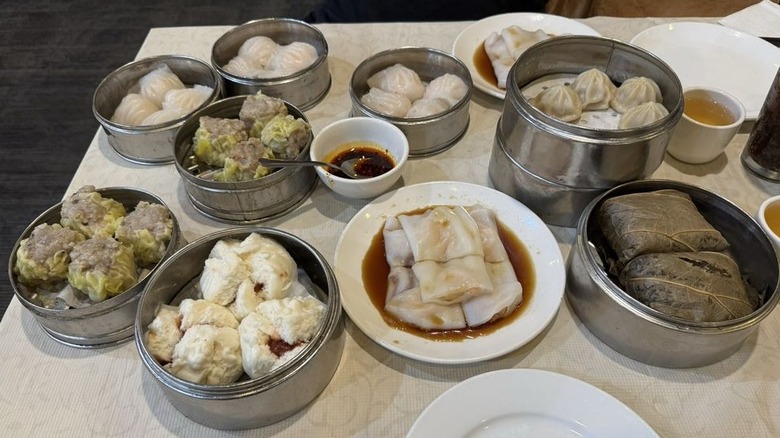 Display of dim sum on a table at HK Cafe