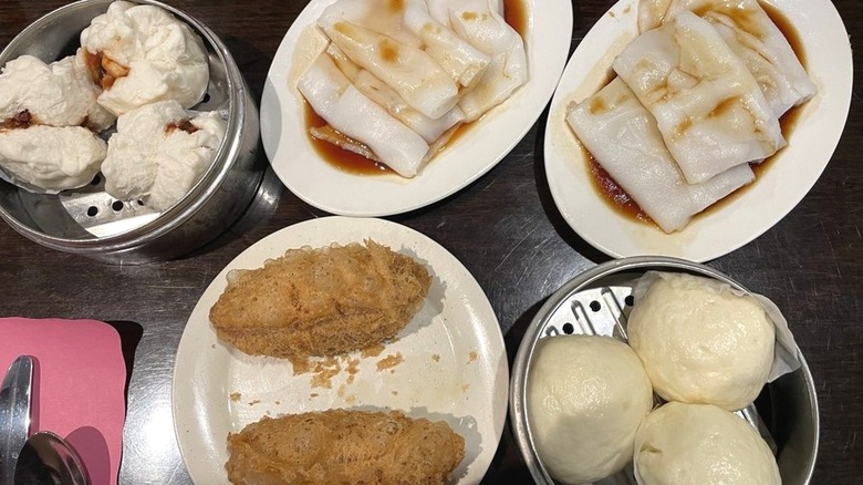 Table of dim sum dishes at King's Garden