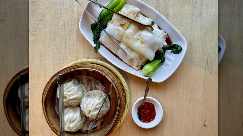 Dim sum dishes on a table from Mama Chang