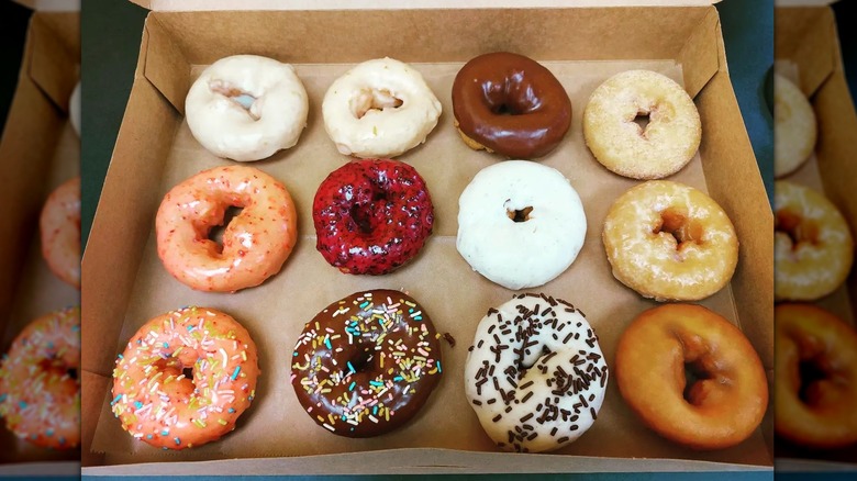 Box of a dozen assorted donuts from Nok's Donuts