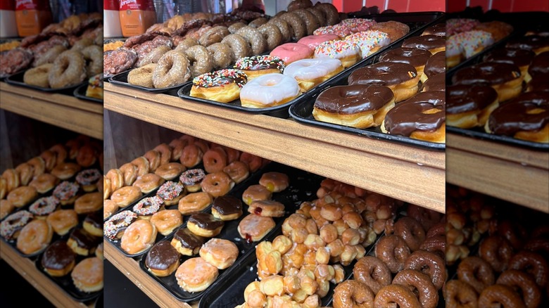 Shelves of donuts inside Kolache Bar