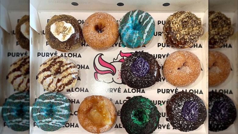 Box of eleven various donuts from Purvé