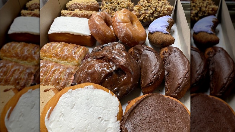 Box of assorted donuts from Hinkley Bakery