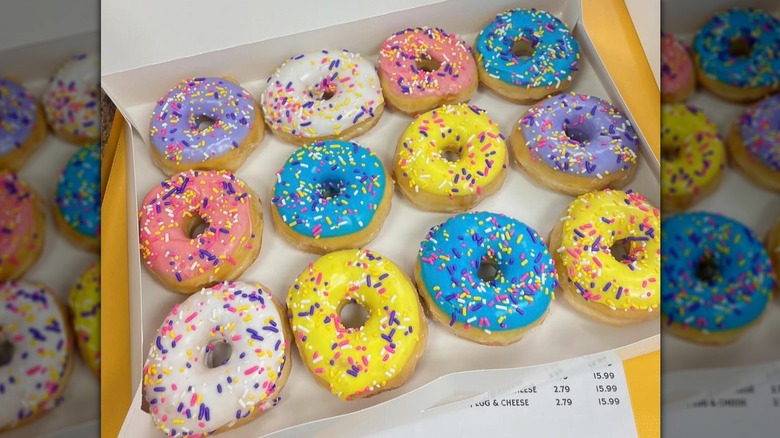Box of colorfully decorated donuts from Biloxi Donuts