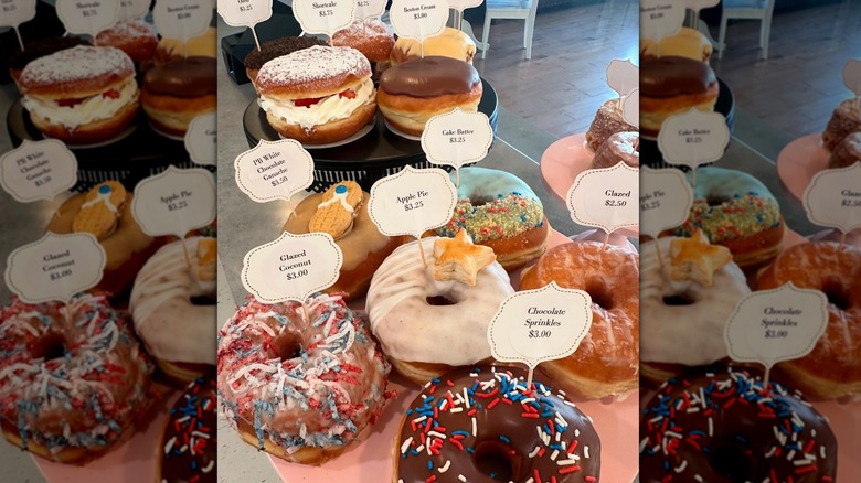 Display of different donuts from New Hampshire Doughnut Co.