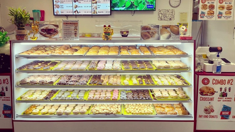 Display case full of donuts at The Ultimate Donut Shop