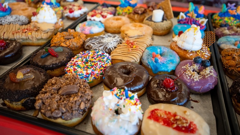Trays of fun and creative donuts at The Other Side Donuts