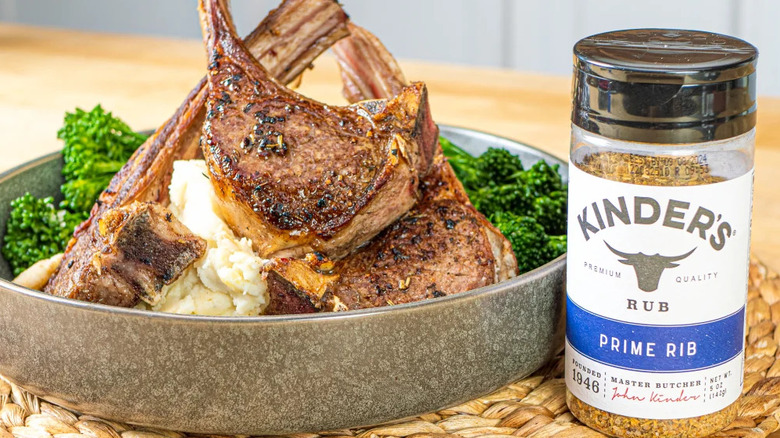 The Kinder's Prime Rib Rub alongside a bowl of prime rib.