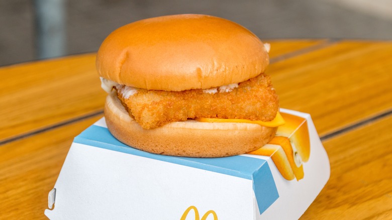 McDonald's Filet-o-Fish displayed on top of a box