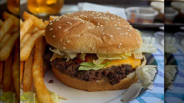 The Chuckbox hamburger and fries