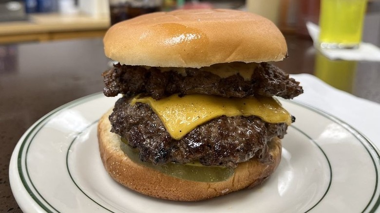 A burger from Hudson's Hamburgers