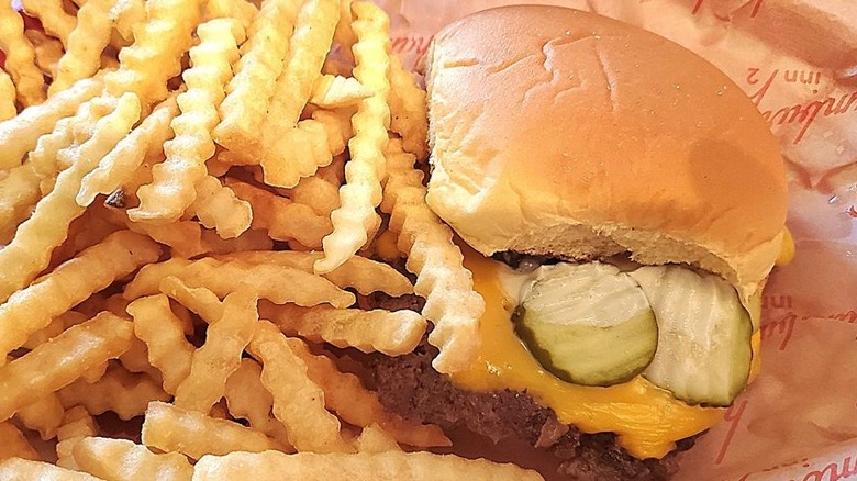 A burger and fries from Hamburg Inn No. 2
