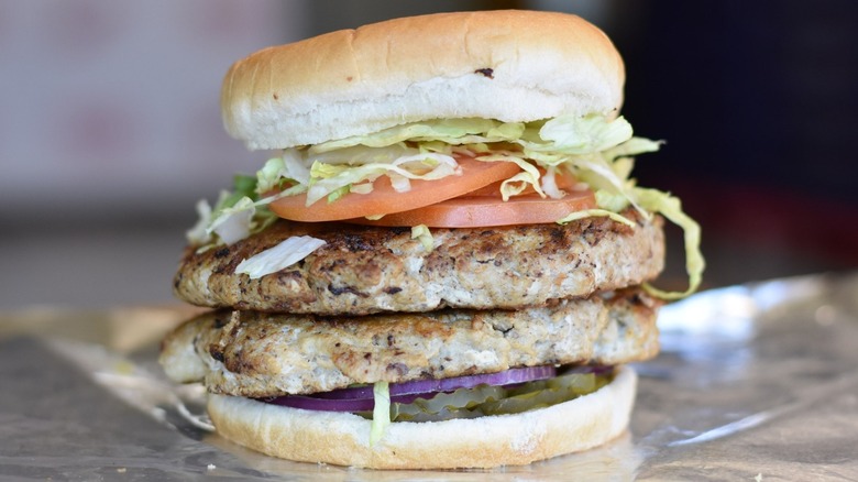 A burger from Stamps Super Burger