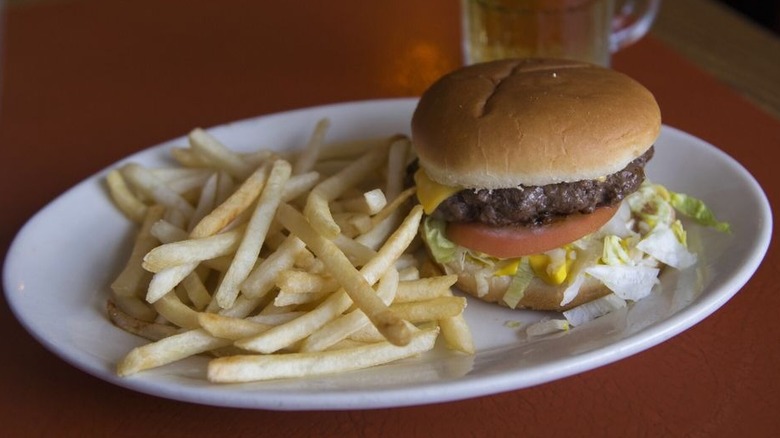A burger and fries from Brown's Diner