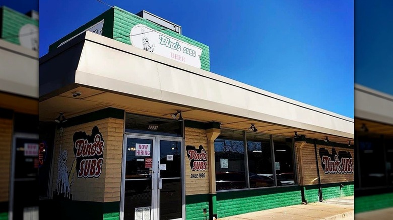 Exterior of Dino's Subs