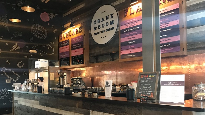 Counter inside Crank & Boom Craft Ice Cream