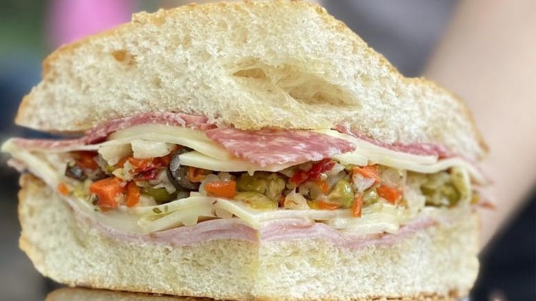 Cross-section of a muffuletta