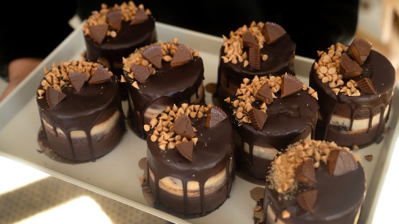 Assortment of small chocolate cakes with Reese's peanut butter cups