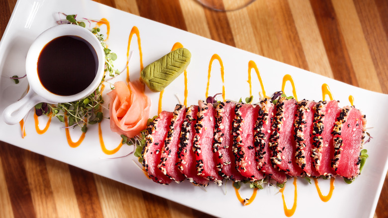 Ahi tuna on plate