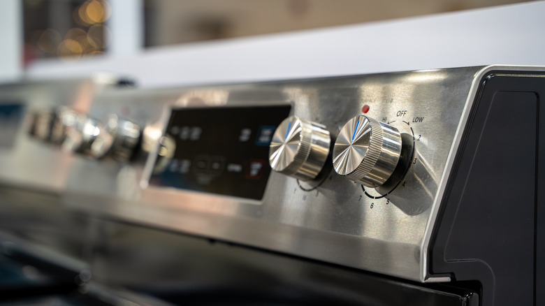 Close-up of oven controls