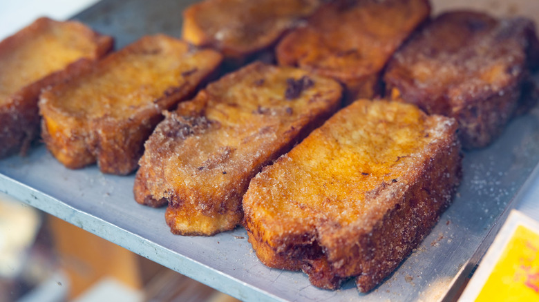Traditional Spanish-style croutons on pan