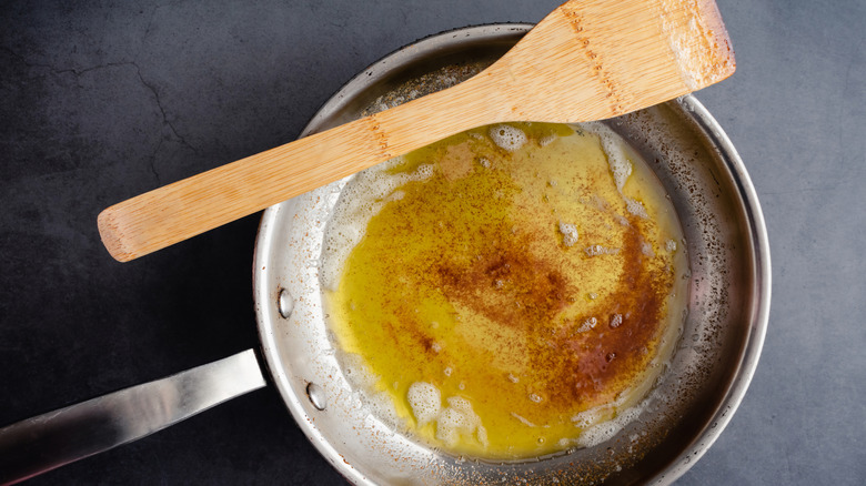 Brown butter in a skillet