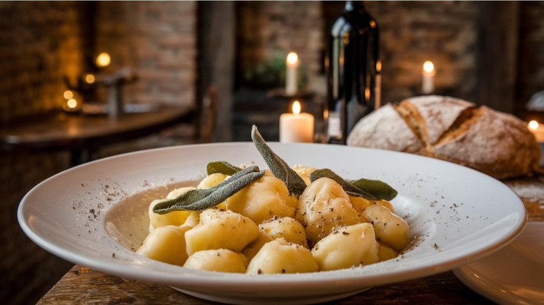 pasta with butter sauce in white bowl