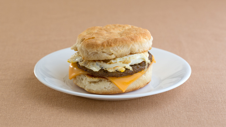 A sausage, egg, and cheese