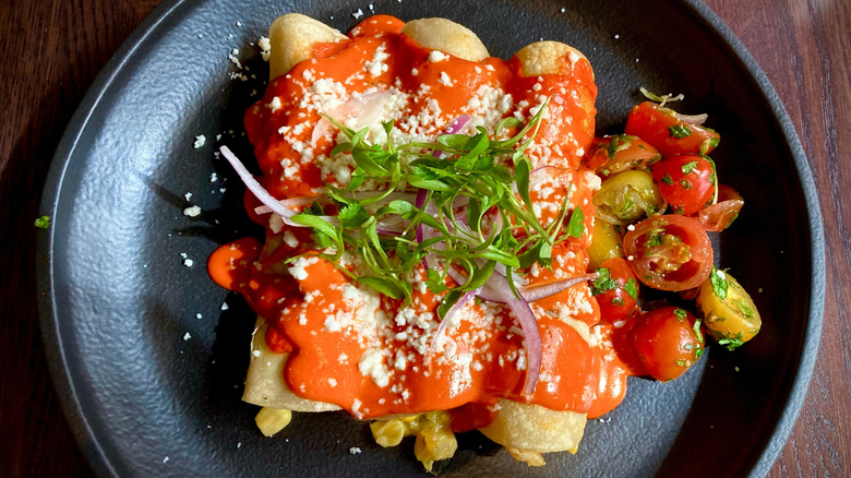Shrimp and corn enchiladas