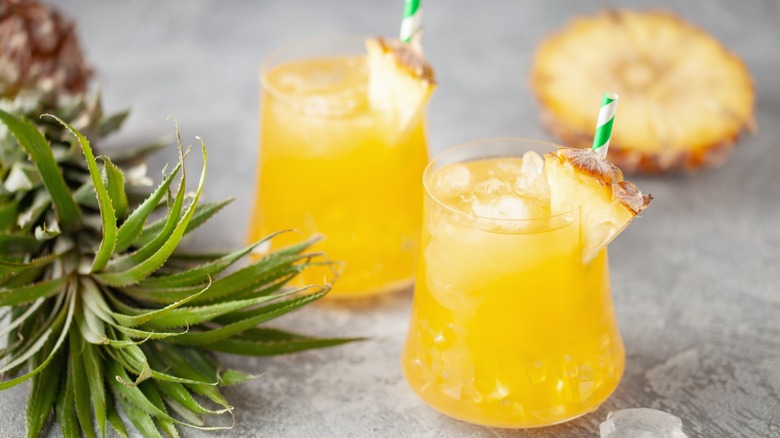 ice cold pineapple vodka cocktails in glasses